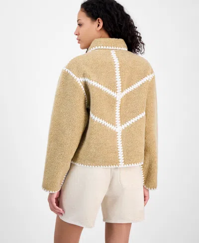 Ugg Ellison Fluff Shell Fleece Jacket In Brown