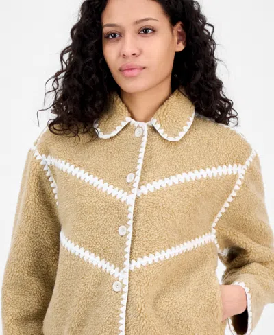 Ugg Ellison Fluff Shell Fleece Jacket In Brown