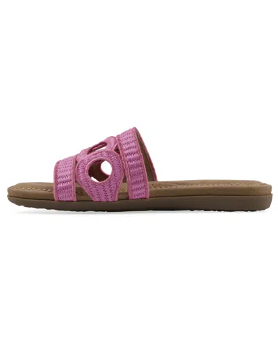 Cliffs By White Mountain Women's Fraly Slide Slip-on Sandals In Fuchsia Raffia