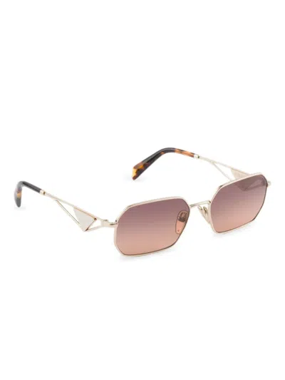 Prada Narrow Rectangular Sunglasses In Gold