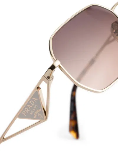 Prada Narrow Rectangular Sunglasses In Gold