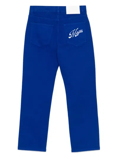 Msgm Logo-embroidered Jeans In Blue