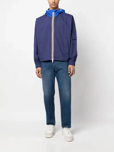 K-way R&d Drawstring-hood Zip-up Jacket In Blue
