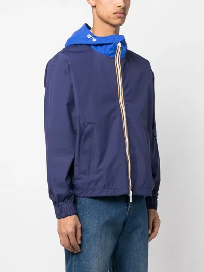 K-way R&d Drawstring-hood Zip-up Jacket In Blue