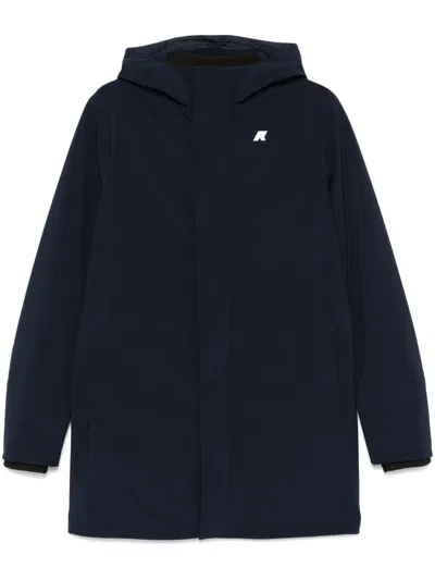 K-way Casual Style Longline Hooded Jacket In Blue