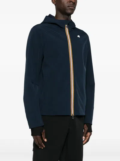 K-way Drawstring Hooded Waterproof Jacket In Blue