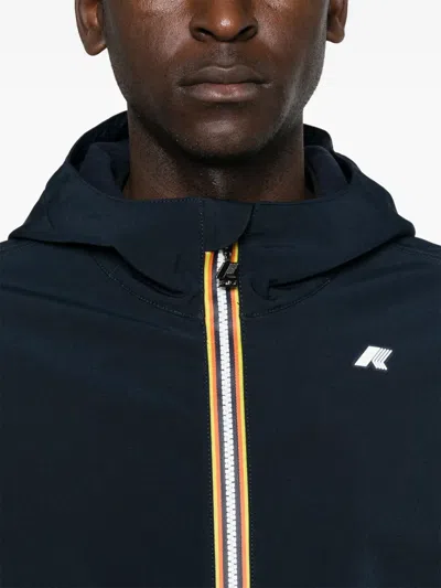 K-way Drawstring Hooded Waterproof Jacket In Blue
