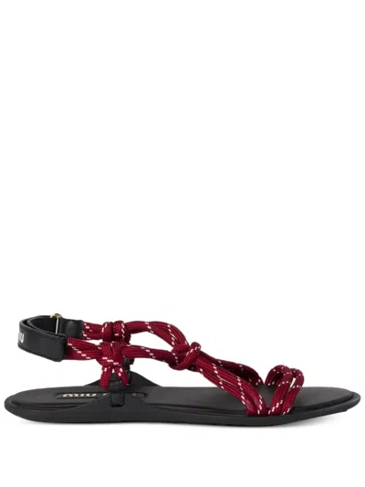 Miu Miu Red Sandals Women In Brown