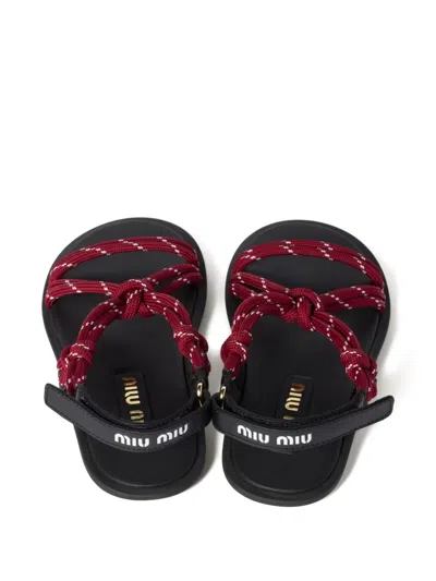 Miu Miu Red Sandals Women In Brown
