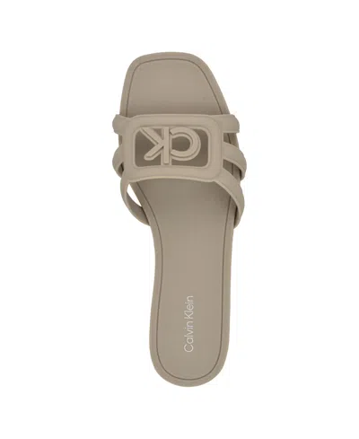 Calvin Klein Women's Yoana Logo Slip-on Jelly Flat Sandals In Taupe