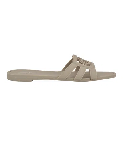Calvin Klein Women's Yoana Logo Slip-on Jelly Flat Sandals In Taupe