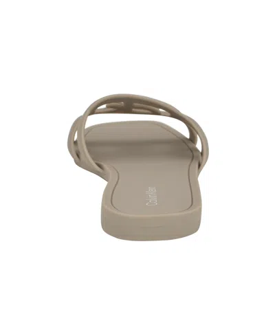 Calvin Klein Women's Yoana Logo Slip-on Jelly Flat Sandals In Taupe