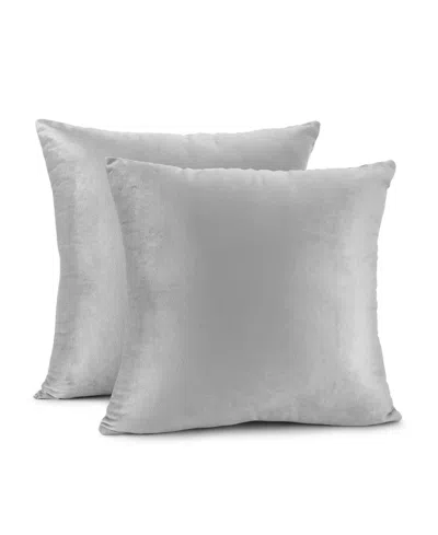 Nestl Elegant 2-pack Velvet Decorative Throw Pillows With Removeable Covers, 26" X 26" In Light Gray
