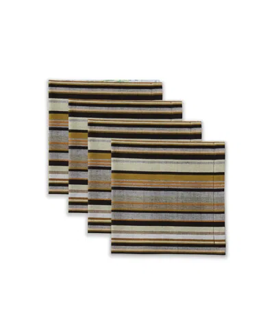 Tableau Ashland Strip Set Of 4 Napkins, 8.25" X 8.25" In Multi