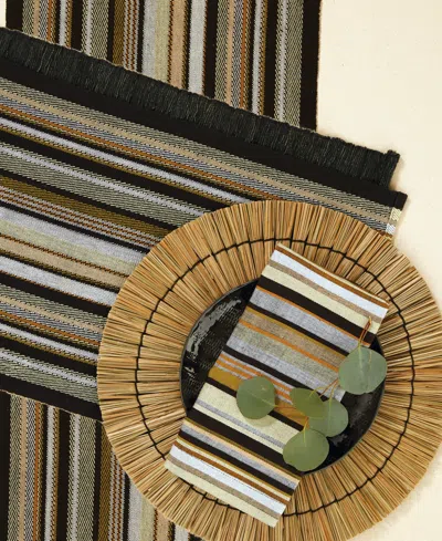 Tableau Ashland Strip Set Of 4 Napkins, 8.25" X 8.25" In Multi