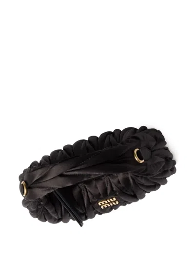 Miu Miu Wander Mini Hobo Bag In Quilted Nappa In Black