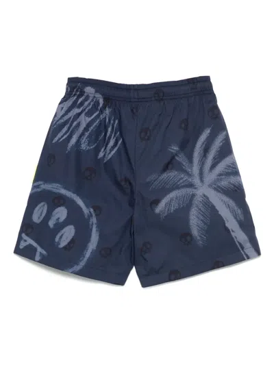 Barrow Skull-pattern Shorts In Blue