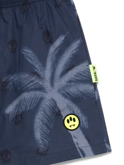 Barrow Skull-pattern Shorts In Blue