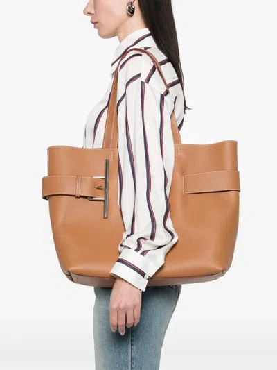 Alexander Mcqueen T-bar Sling Calf Leather Tote Bag In Beige