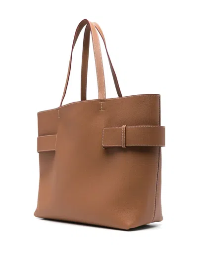Alexander Mcqueen T-bar Sling Calf Leather Tote Bag In Beige