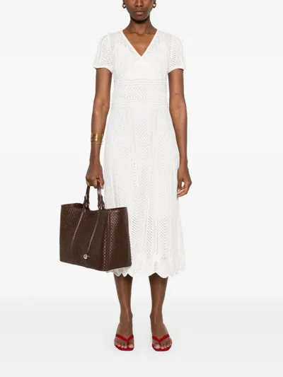 Bruno Manetti Knitted Midi Dress In White