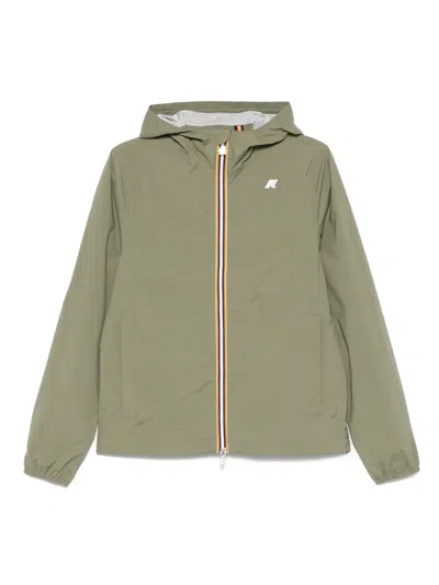 K-way Lightweight Green Jacket With Full Zip And Hood In Green
