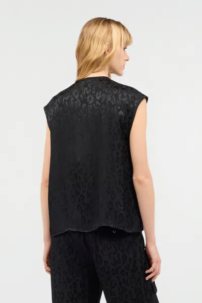 Roberto Cavalli Sleeveless Top With Jaguar Skin Pattern In Black