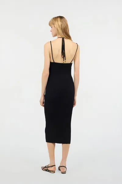 Roberto Cavalli Ribbed Midi Dress In Black