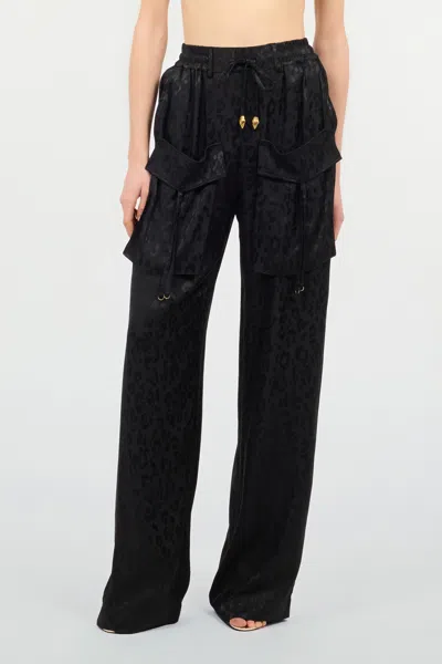 Roberto Cavalli Monochrome Jaguar Skin Print Pants In Black