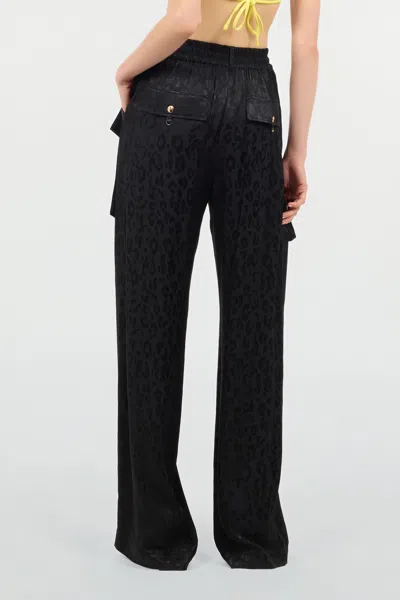 Roberto Cavalli Monochrome Jaguar Skin Print Pants In Black