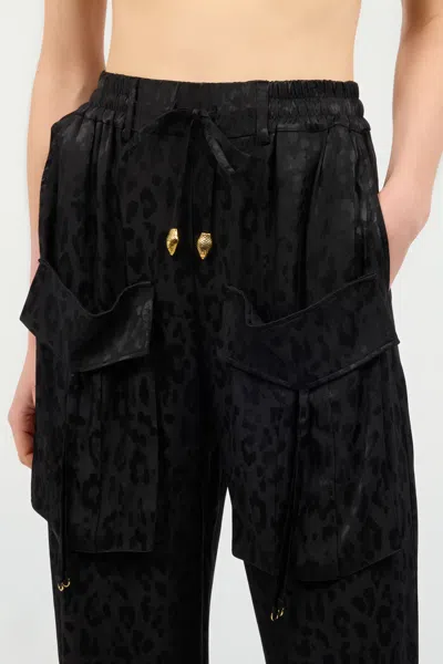Roberto Cavalli Monochrome Jaguar Skin Print Pants In Black