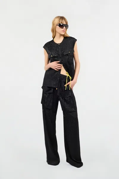 Roberto Cavalli Monochrome Jaguar Skin Print Pants In Black