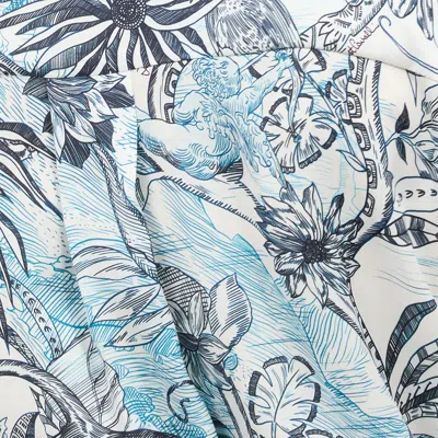 Roberto Cavalli Shirt With Jungle And Python Print In Light Blue