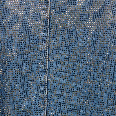Roberto Cavalli Cropped Denim Jacket With Rhinestones In Light Blue