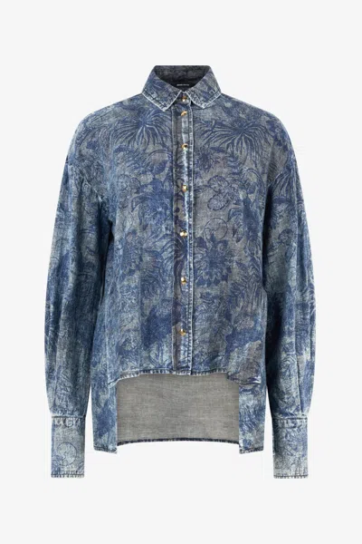 Roberto Cavalli Floral Print Shirt In Blue