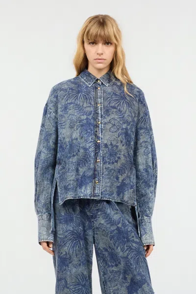 Roberto Cavalli Floral Print Shirt In Blue