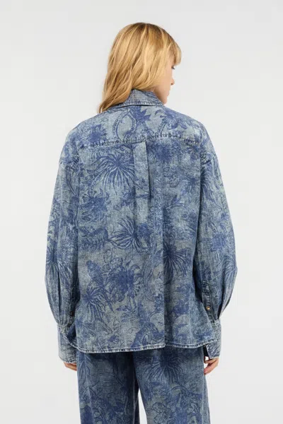 Roberto Cavalli Floral Print Shirt In Blue