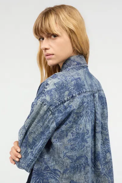 Roberto Cavalli Floral Print Shirt In Blue