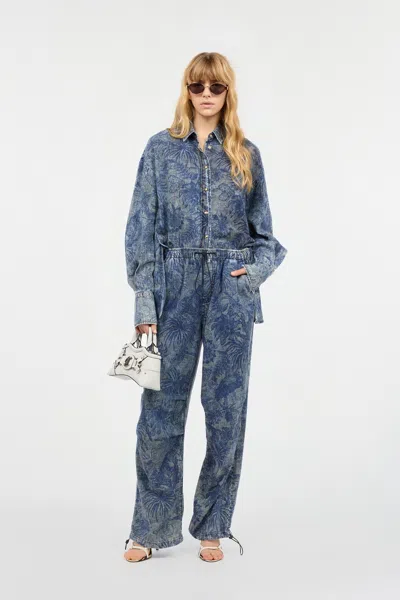 Roberto Cavalli Floral Print Shirt In Blue