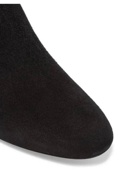 Shop Valentino Appliquéd Stretch-suede Ankle Boots