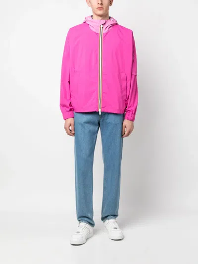 K-way R&d Striped-edge Hooded Jacket In Pink