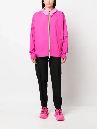 K-way R&d Striped-edge Hooded Jacket In Pink