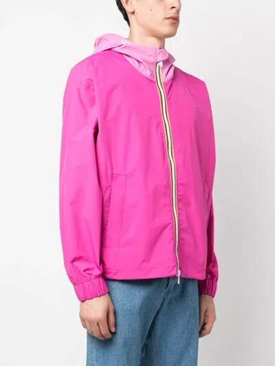 K-way R&d Striped-edge Hooded Jacket In Pink