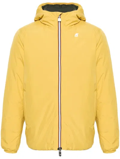 K-way Logo-patch Hooded Padded Jacket In Yellow