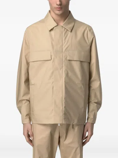 K-way Collared Three-layer Waterproof Jacket In Neutrals