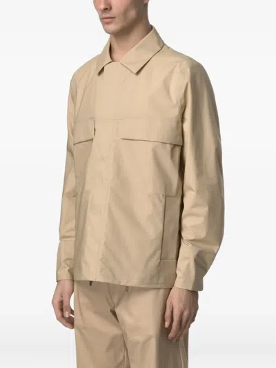 K-way Collared Three-layer Waterproof Jacket In Neutrals