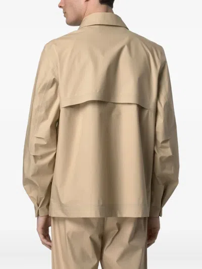K-way Collared Three-layer Waterproof Jacket In Neutrals
