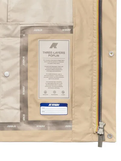 K-way Collared Three-layer Waterproof Jacket In Neutrals