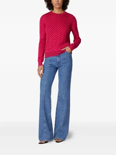 Missoni Tone-on-tone Chevron Crewneck Sweater In Pink