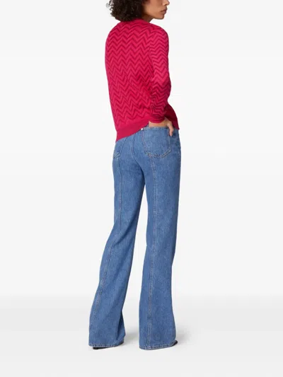 Missoni Tone-on-tone Chevron Crewneck Sweater In Pink